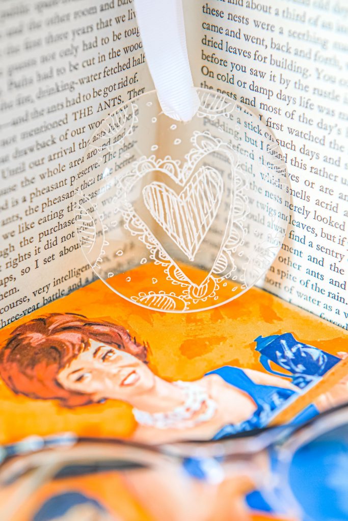 Heart design upcycled glass lens decoration