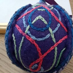 Embroidered one of a kind Fabric Bauble